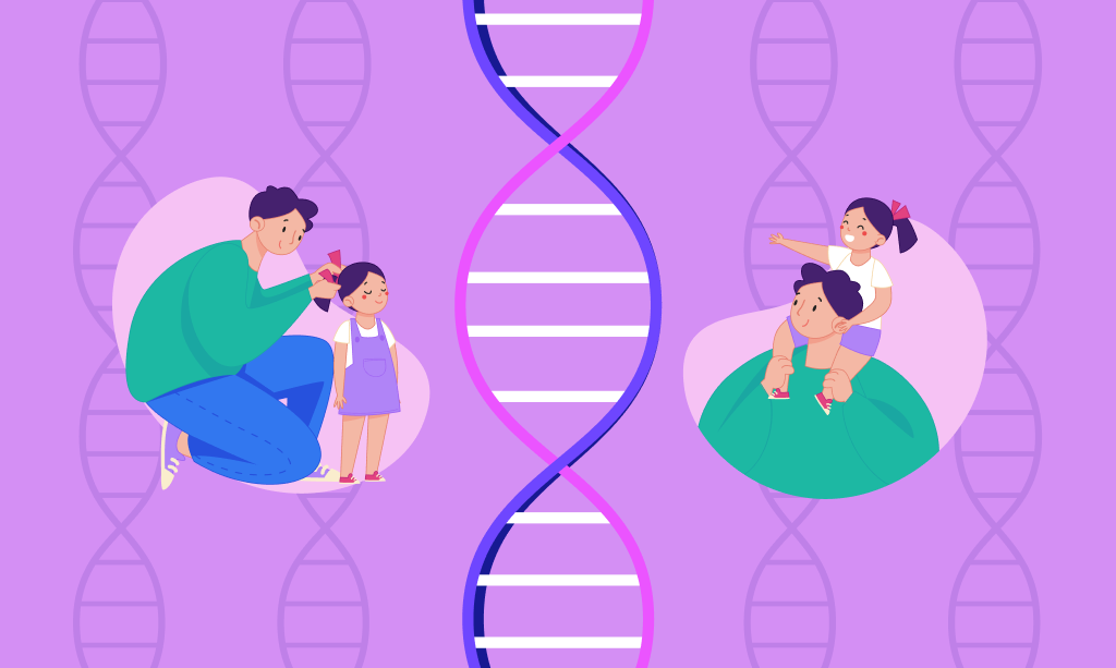 Ebeveynlerden aktarılan genetik özellikler, genetik kavramı, illüstrasyon