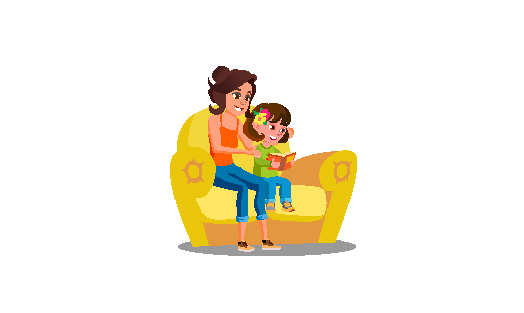 Kız ve anne bir kitap okur