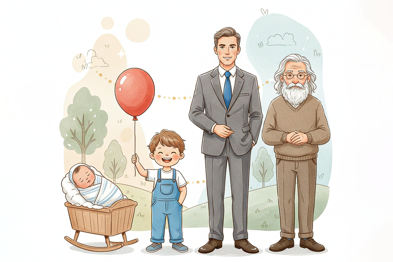 Hayatının farklı evrelerinde bir adam.