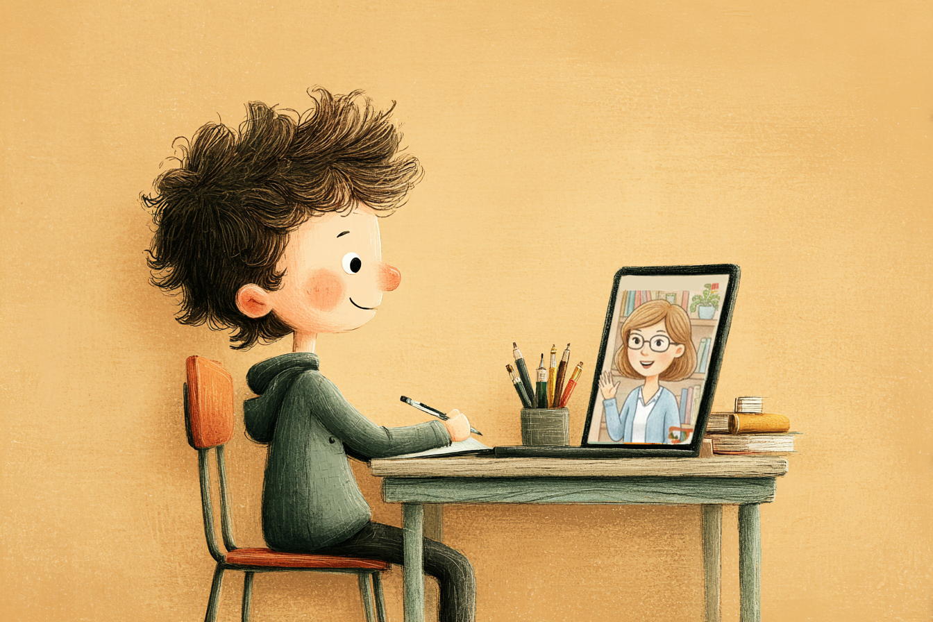 Online İngilizce dersi çocuk