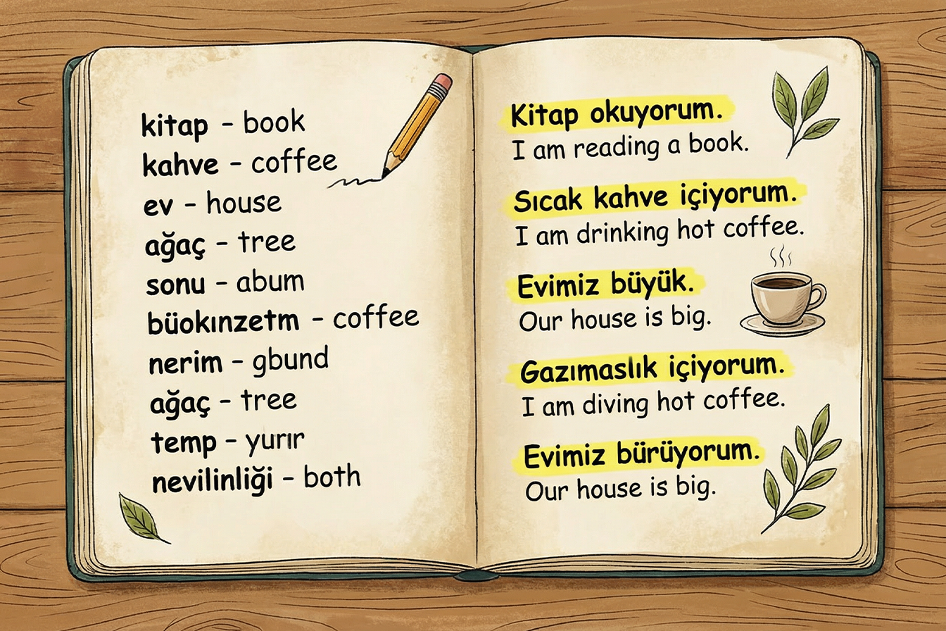 Örnek cümleli kelime listesi